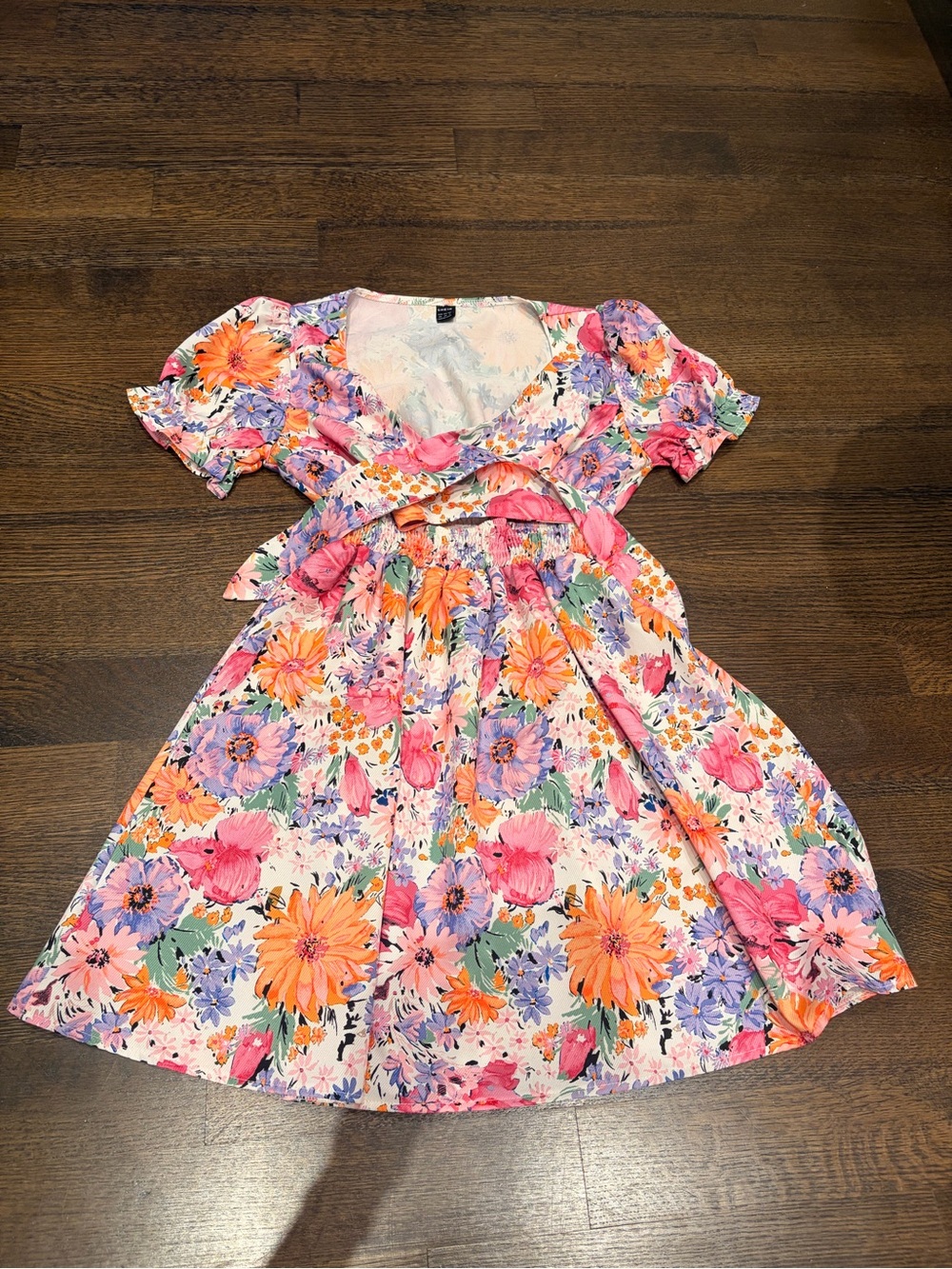 SHEIN Pastel Floral Tie-Front Mini Dress - Picture 2 of 3